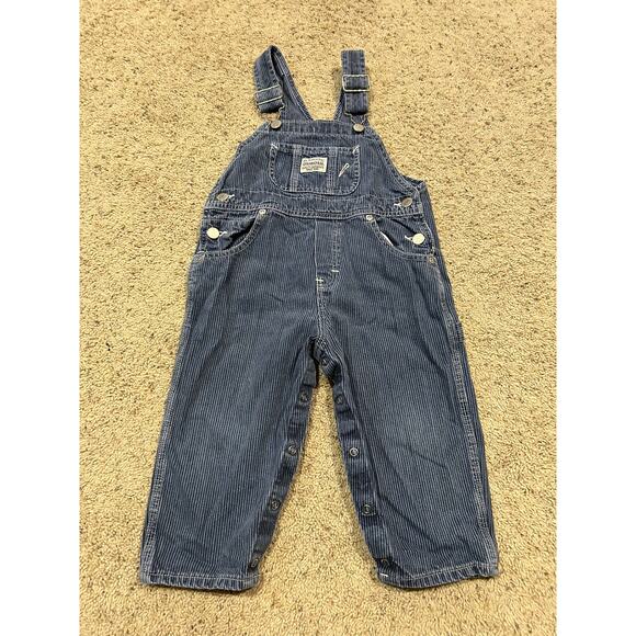 Vtg OSHKOSH size 3T Overalls Vestbak Railroad pin-stripe Conductor BLUE J23